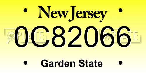 0C82066 New Jersey License Plate