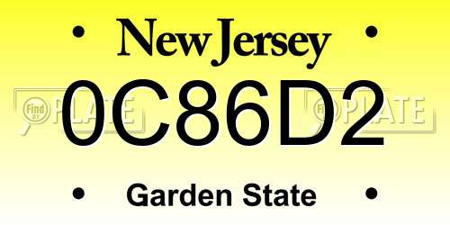 0C86D2 New Jersey License Plate