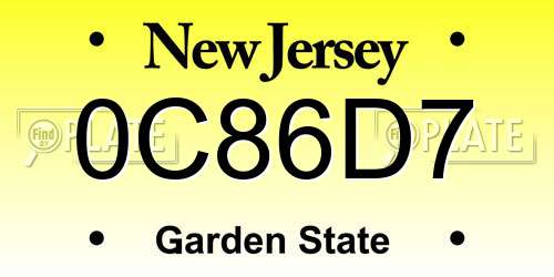 0C86D7 New Jersey License Plate