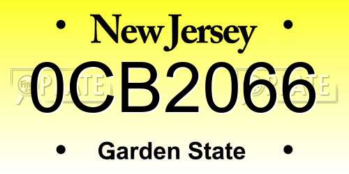 0CB2066 New Jersey License Plate