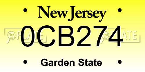 0CB274 New Jersey License Plate