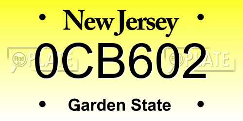 0CB602 New Jersey License Plate