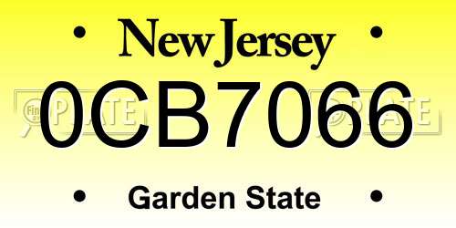 0CB7066 New Jersey License Plate