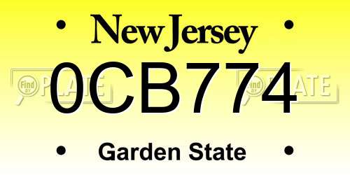 0CB774 New Jersey License Plate