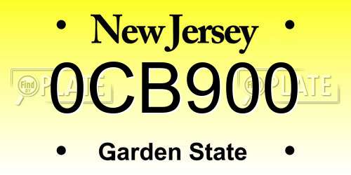 0CB900 New Jersey License Plate
