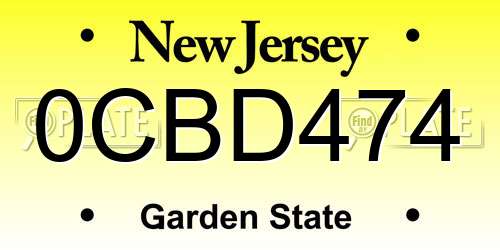 0CBD474 New Jersey License Plate