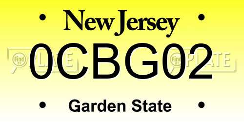 0CBG02 New Jersey License Plate