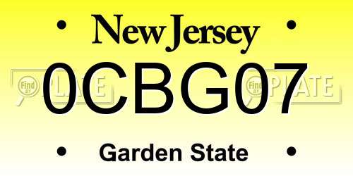 0CBG07 New Jersey License Plate