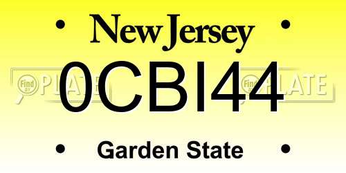 0CBI44 New Jersey License Plate