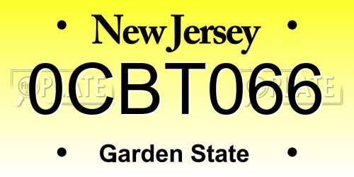 0CBT066 New Jersey License Plate