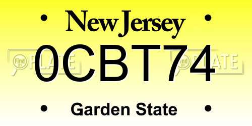 0CBT74 New Jersey License Plate