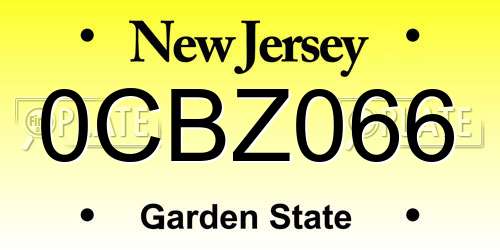 0CBZ066 New Jersey License Plate