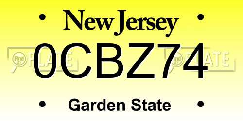 0CBZ74 New Jersey License Plate