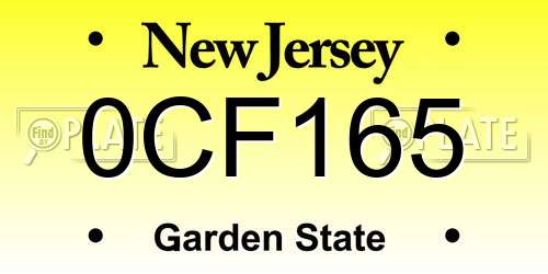 0CF165 New Jersey License Plate