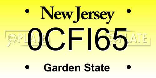 0CFI65 New Jersey License Plate