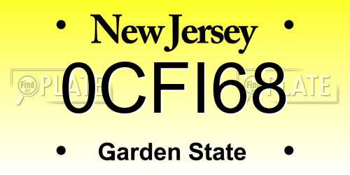 0CFI68 New Jersey License Plate