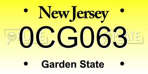 0CG063 New Jersey License Plate