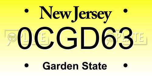 0CGD63 New Jersey License Plate