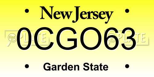 0CGO63 New Jersey License Plate