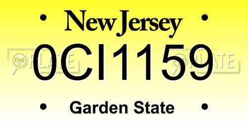 0CI1159 New Jersey License Plate