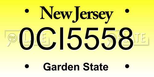 0CI5558 New Jersey License Plate