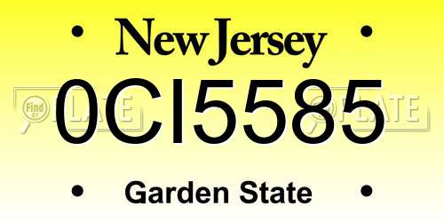 0CI5585 New Jersey License Plate