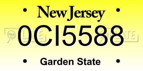 0CI5588 New Jersey License Plate