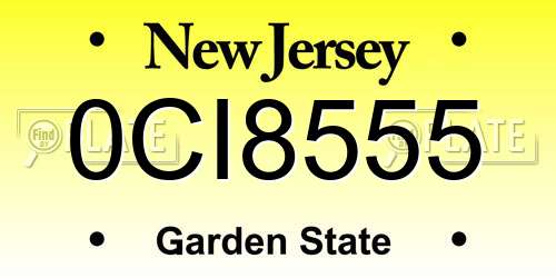 0CI8555 New Jersey License Plate