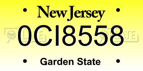 0CI8558 New Jersey License Plate
