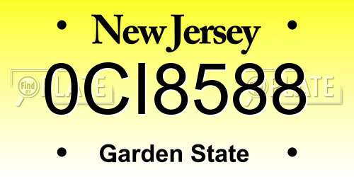 0CI8588 New Jersey License Plate