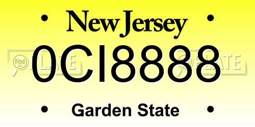 0CI8888 New Jersey License Plate
