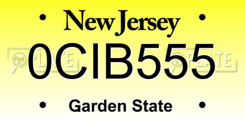 0CIB555 New Jersey License Plate