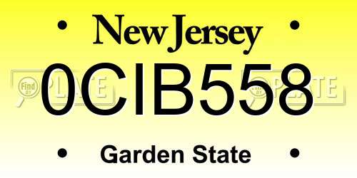 0CIB558 New Jersey License Plate