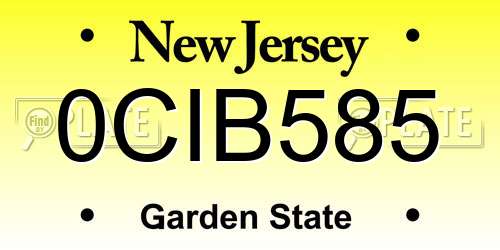 0CIB585 New Jersey License Plate