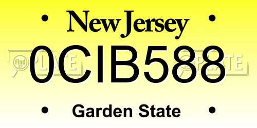 0CIB588 New Jersey License Plate