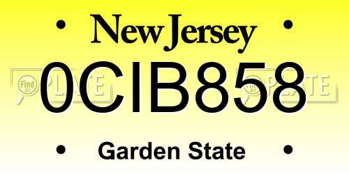 0CIB858 New Jersey License Plate