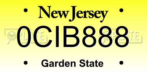 0CIB888 New Jersey License Plate