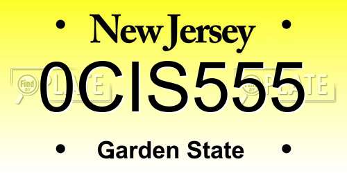 0CIS555 New Jersey License Plate