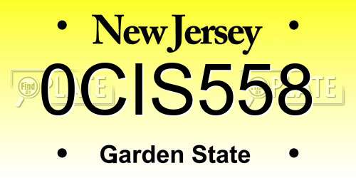 0CIS558 New Jersey License Plate