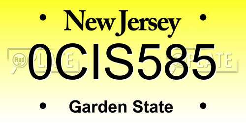0CIS585 New Jersey License Plate