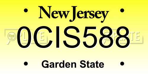 0CIS588 New Jersey License Plate