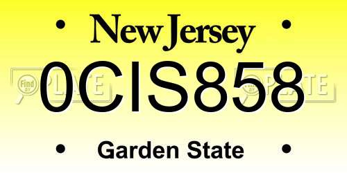 0CIS858 New Jersey License Plate