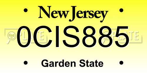 0CIS885 New Jersey License Plate