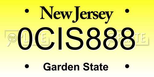 0CIS888 New Jersey License Plate