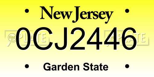 0CJ2446 New Jersey License Plate