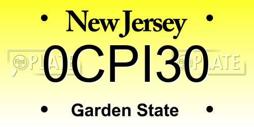 0CPI30 New Jersey License Plate