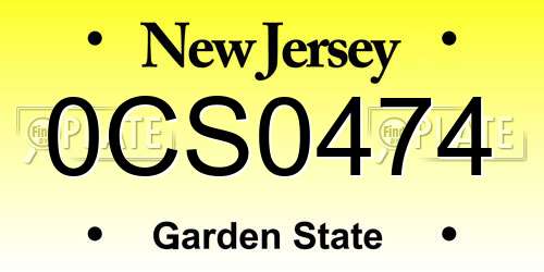 0CS0474 New Jersey License Plate