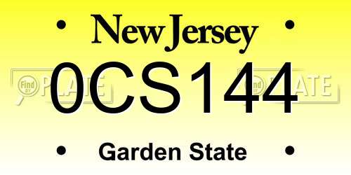 0CS144 New Jersey License Plate