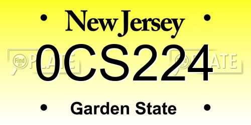 0CS224 New Jersey License Plate