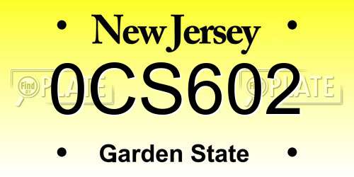 0CS602 New Jersey License Plate